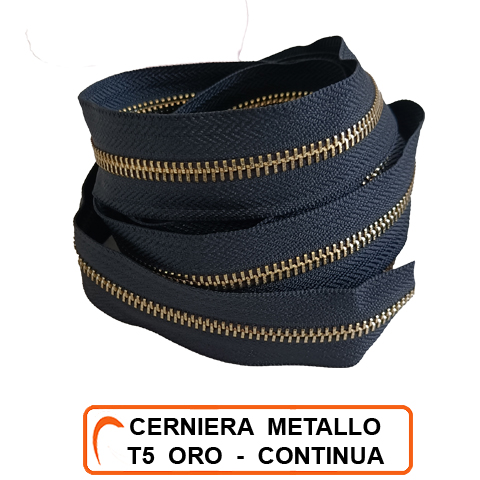 Vivosano - CERNIERA LAMPO METALLO T5 CONTINUA AL MT - ORO